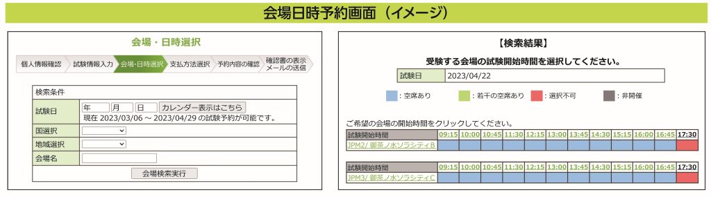 ＣＢＴ試験予約画面イメージ